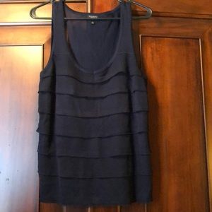 NWOT Talbots Navy sleeveless pleated tank size Lg.